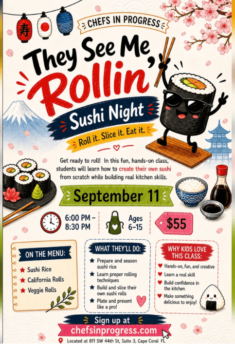 They See Me Rollin’ Sushi Night 🍣